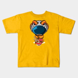 Cute astronaut with big bowl ramen Kids T-Shirt